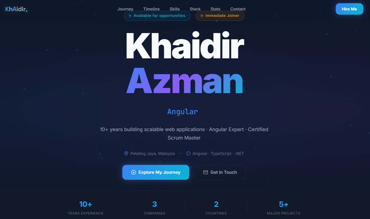 Khaidir Azman Portfolio Screenshot